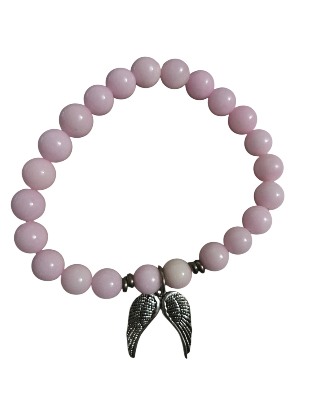 Pink Beaded Angel Wing Stretch Bracelet